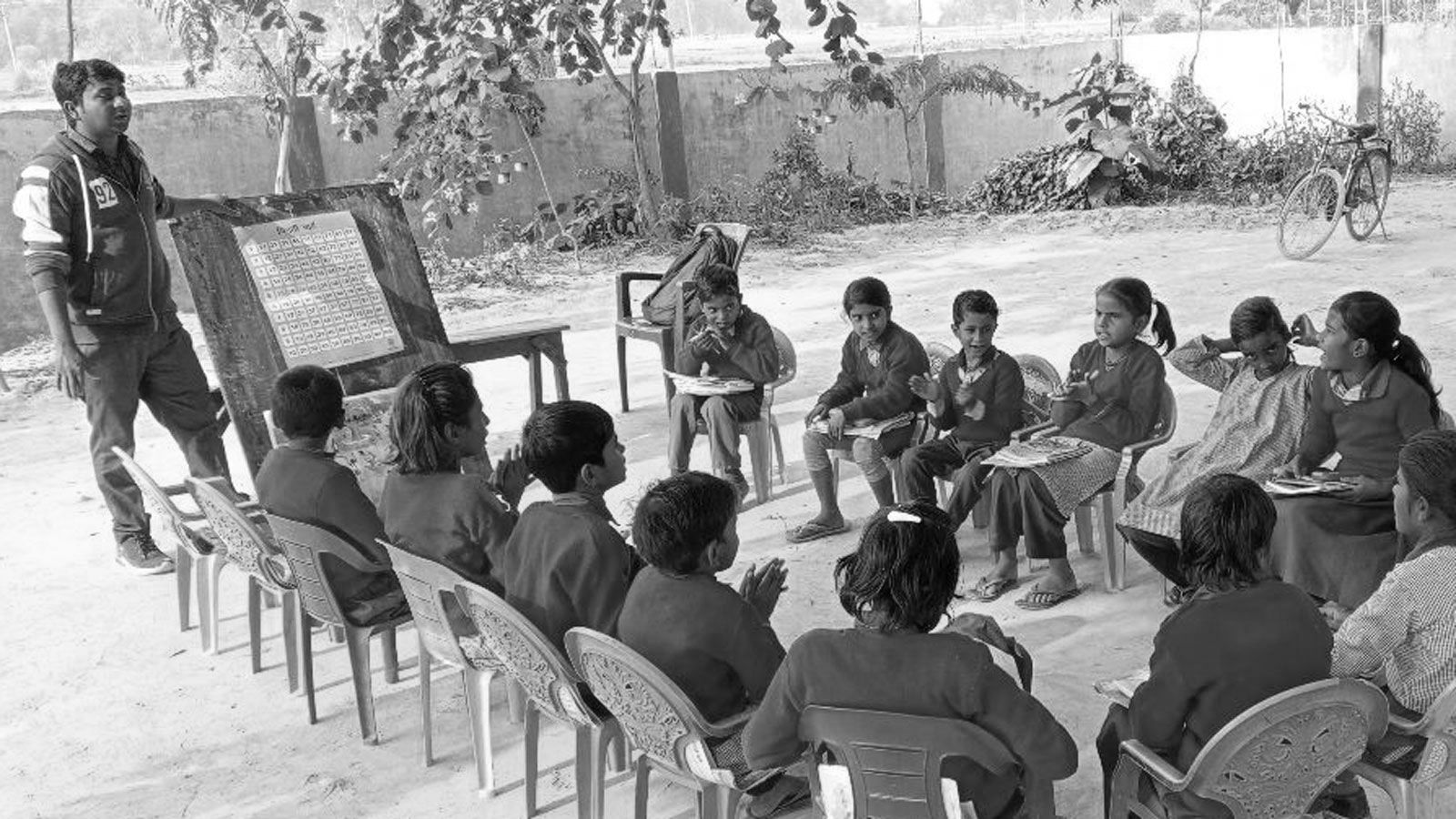 Teacher and students