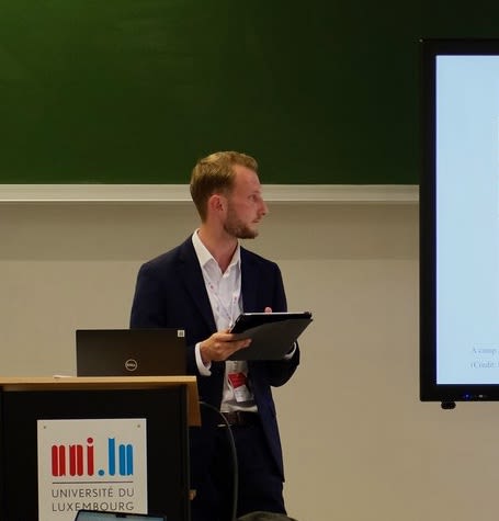 Adam during a panel presentation at the Consortium of Higher Education Researchers 35th Annual Conference, at the University of Luxembourg.