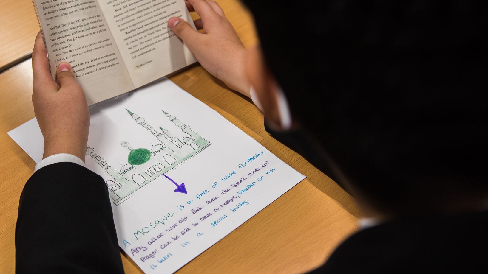 Student in religious studies class